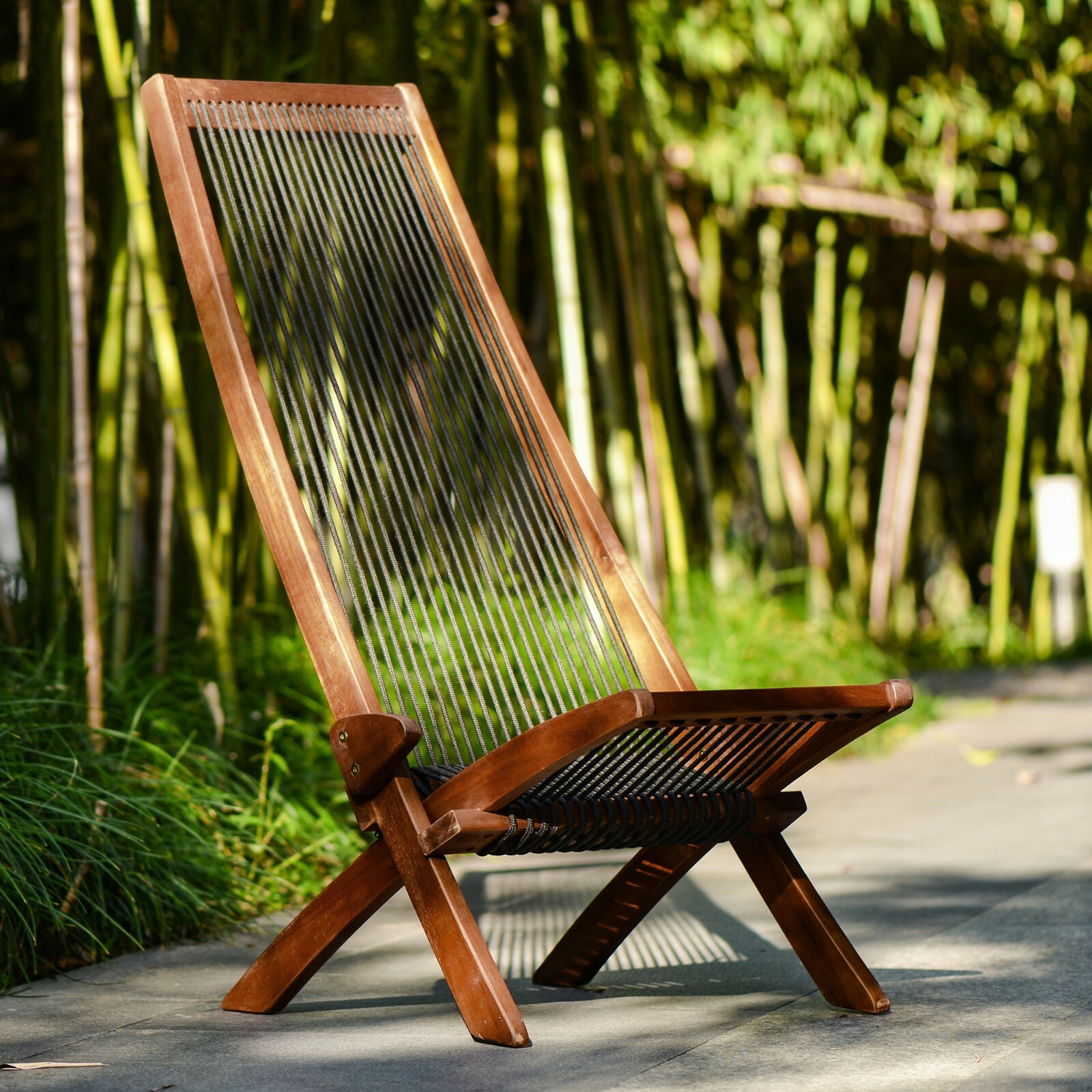 Folding Roping Wood Chair Stylish Lounge Chair Ergonomic ...