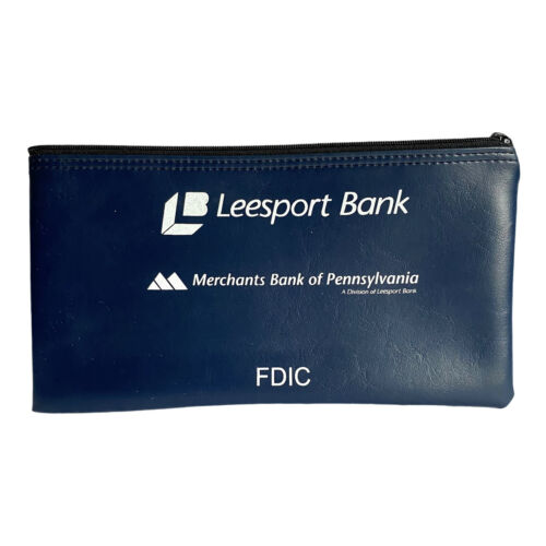 Leesport Merchants Bank Deposit Bag Pennsylvania Vtg Vinyl Zip...