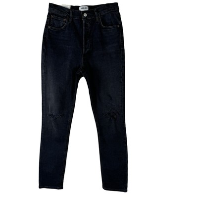 NEW AGOLDE Nico High Rise Slim Fit Cassette Black Jeans Buttonfly Distressed 27