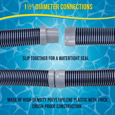 8 Piece Swimming Pool Vacuum Cleaner Hose Set, Blue & Gray 40" Flexible Sections