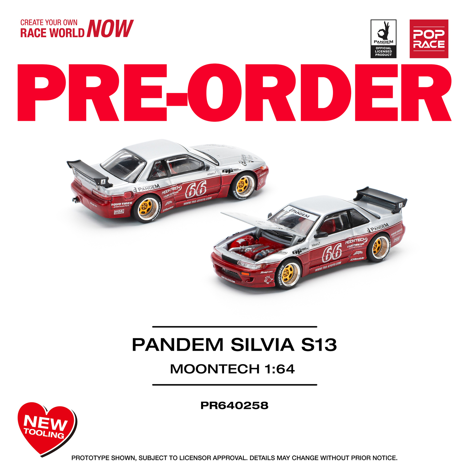 ミニカー POPRACE PR64-288 S13 RED CHROME Pop Race 1:64 Pandem Nissan S13 Chrome Red #288 IAM