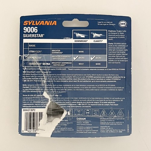 Sylvania 9006 SilverStar Halogen High Performance Headlight Pair Set 2 Bulbs