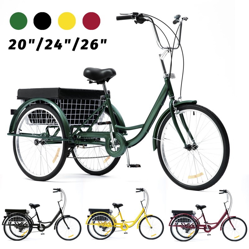20"/24"/26" 8-Speed Adult Tricycle 3-Wheel Bike Comfort Trik