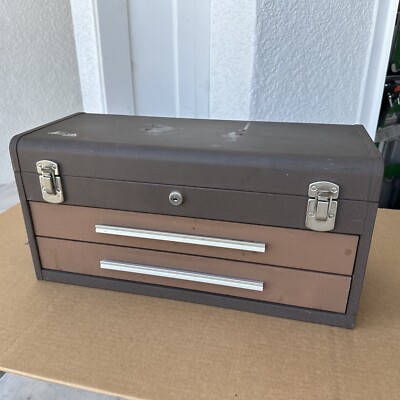 Vintage Kennedy Machinist Tool Box USA Steel 2-Drawer No Key/Handle 20 1/8  Wide