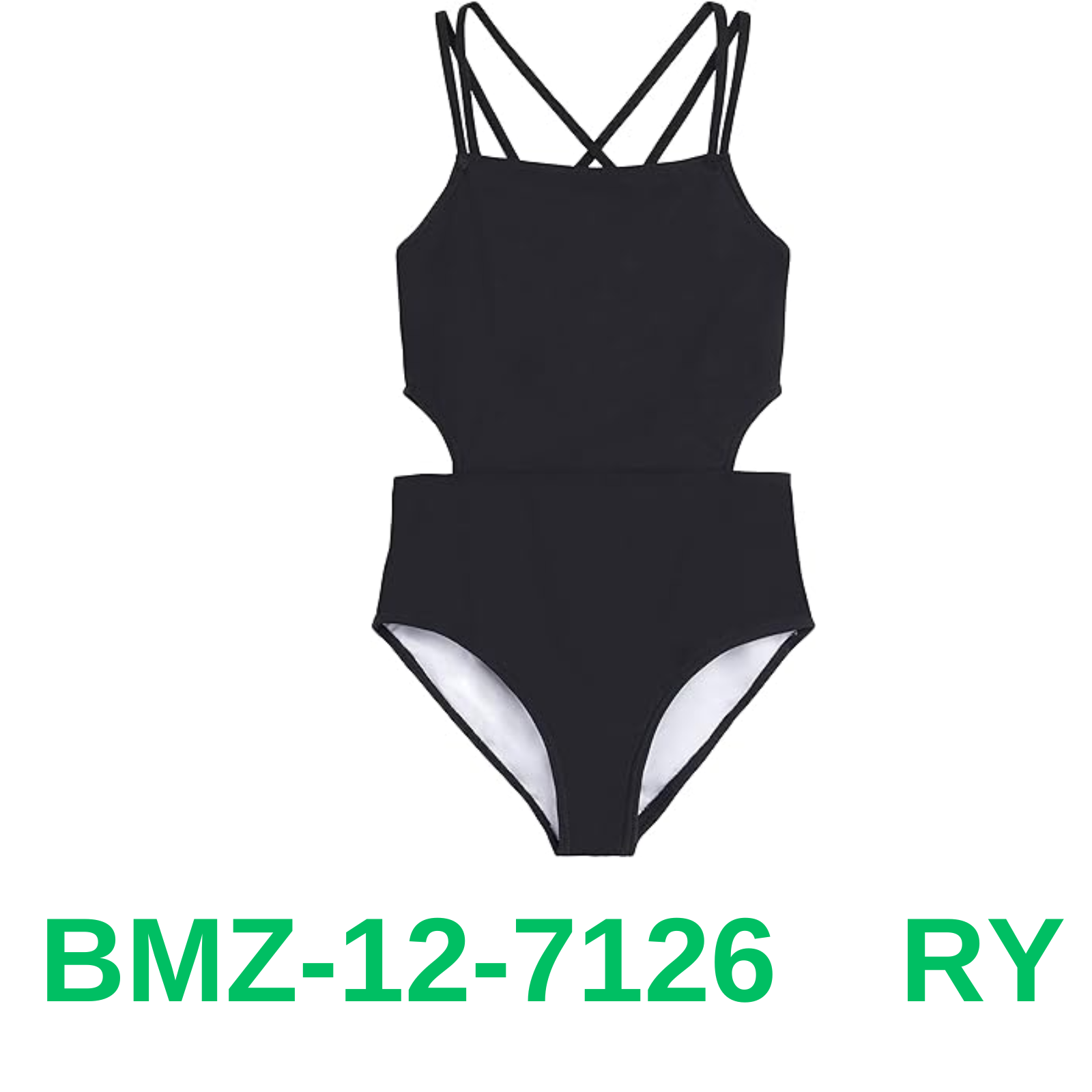 Kanu Surf Girls' Beach Sport Cut-Out 1-Piece Swimsuit, Solid Black, 14