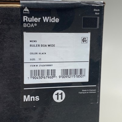 Pre-owned Burton Ruler Wide Boa All Mountain Snowboard Boot Black Grey Sz M 11 21426100001