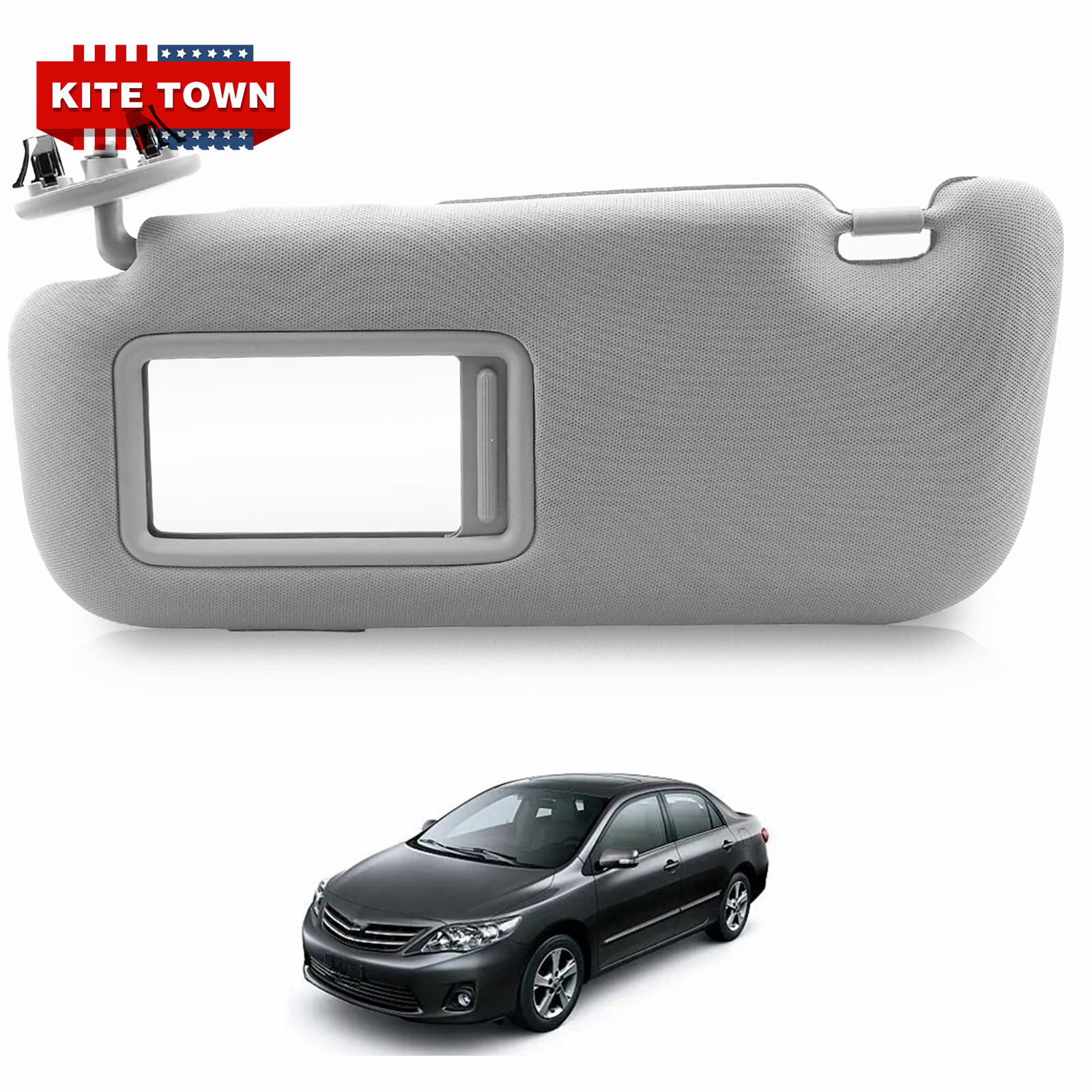 Left Driver Sun Visor W/ Mirror Gray For Toyota Corolla 09