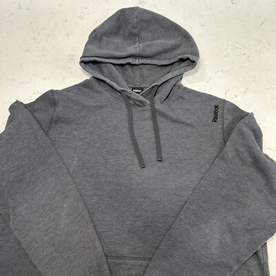 Reebok Hoodie Men XXL Gray Pullover Sweatshirt Heavyweight Workout Gym