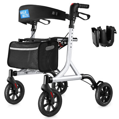 Rollator Walker for Seniors w/Seat, Height Adjustment Folding Lightweight 17.2lb