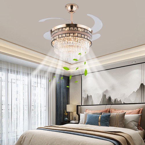42 Inch Ceiling Fan Light Chandeliers LED Hanging Pendant Lamp Fixture W/Remote