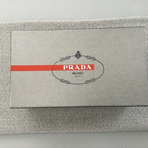 Authentic Prada Milano Empty Shoe Box Silver/Gray w/Red Logo