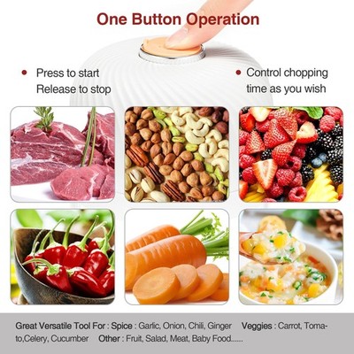 Electric Garlic Chopper, Mini Portable Veggie Chopper, 250ML Garlic Grinder Masher Onion Grinder, Blender to Vegetable, Wireless Food Processor for Ginger, Chili, Fruit, Meat, etc Additional Image