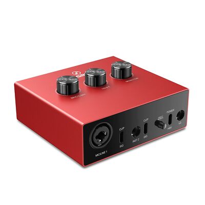 USB Audio Interface with 1x XLR/TRS 1x 1/4'' 2X RCA USB, Red AU11-R