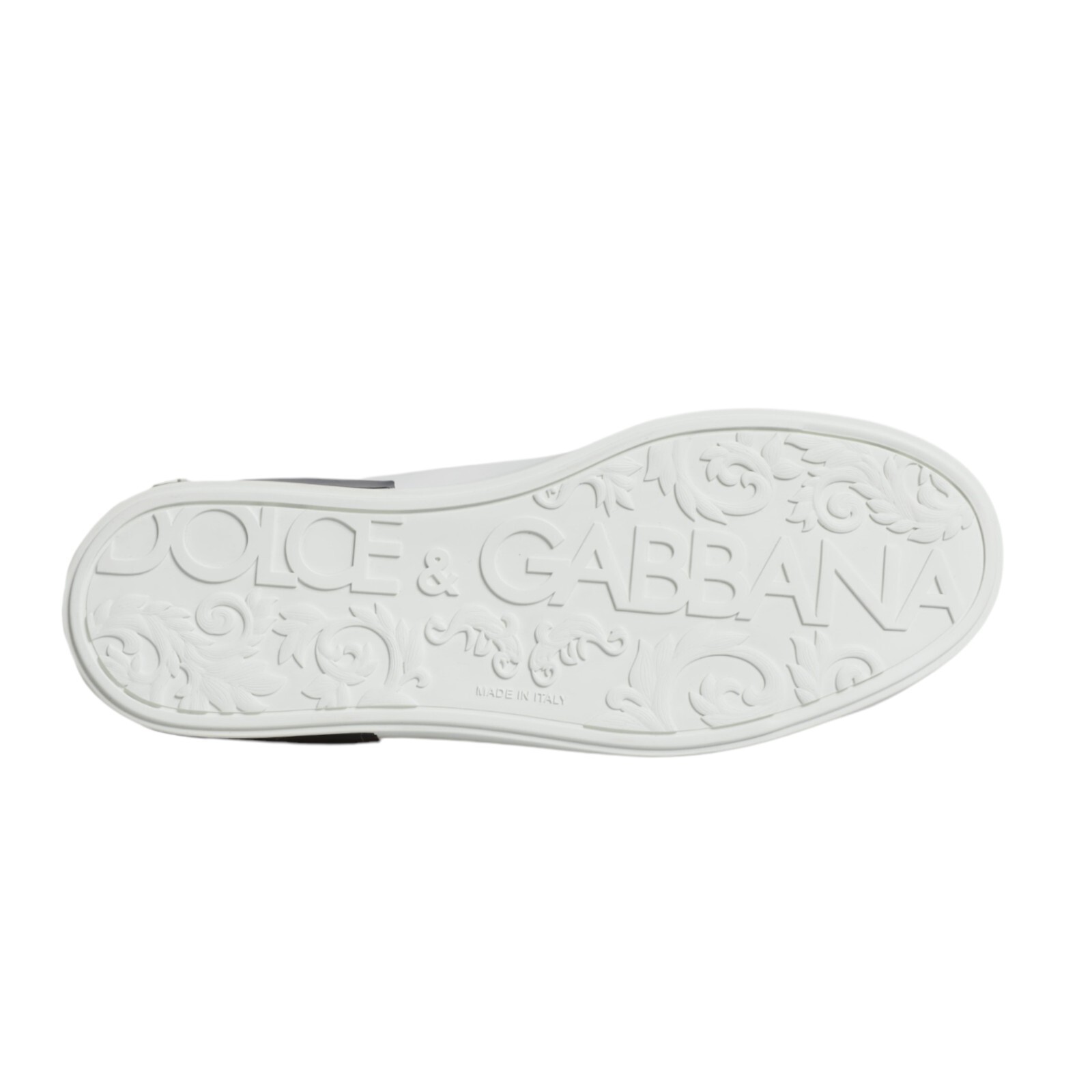 Pre-owned Dolce & Gabbana Shoes White Leather Logo Portofino Sneaker Eu41 / Us8 1880usd In White, Black