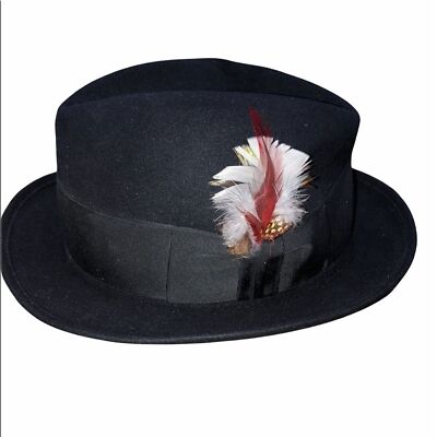 Mallory Torino Quality vintage black hat with feather | eBay
