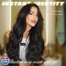 WIGNEE Long Brown Black Curly Wavy Wig for Women 26 Inch Middle Part Synthetic Hair Wig Glueless with Bangs Natural Hairline Looking Wear and Go for Daily/Cosplay/Halloween