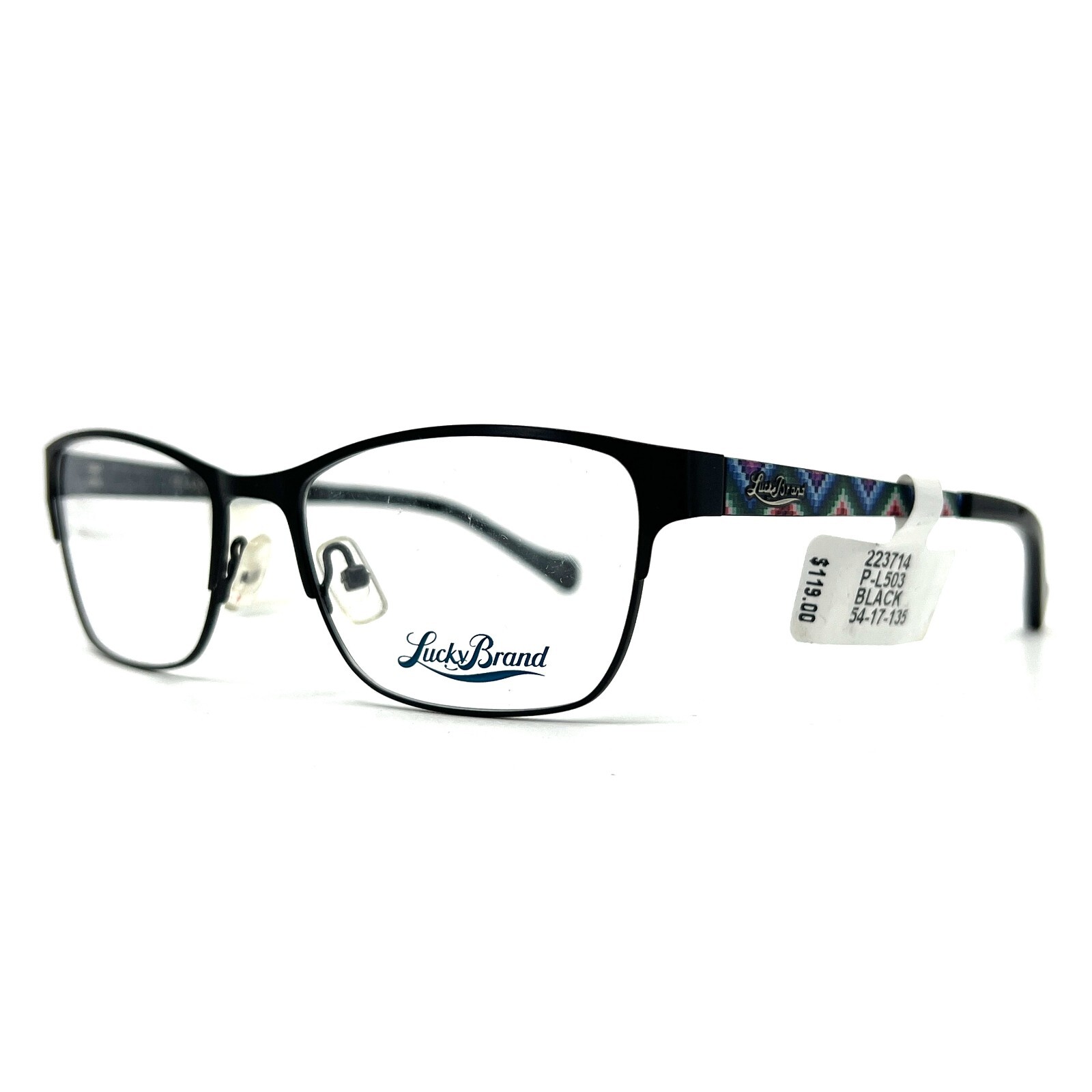 Lucky Brand Eyeglasses L503 Black Horn Rim Rectangular Womens Frames 54[]17 135