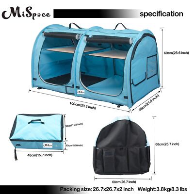 Mispace Portable Twin Compartment Show House Cat Cage/Condo - Easy to Fold & ...