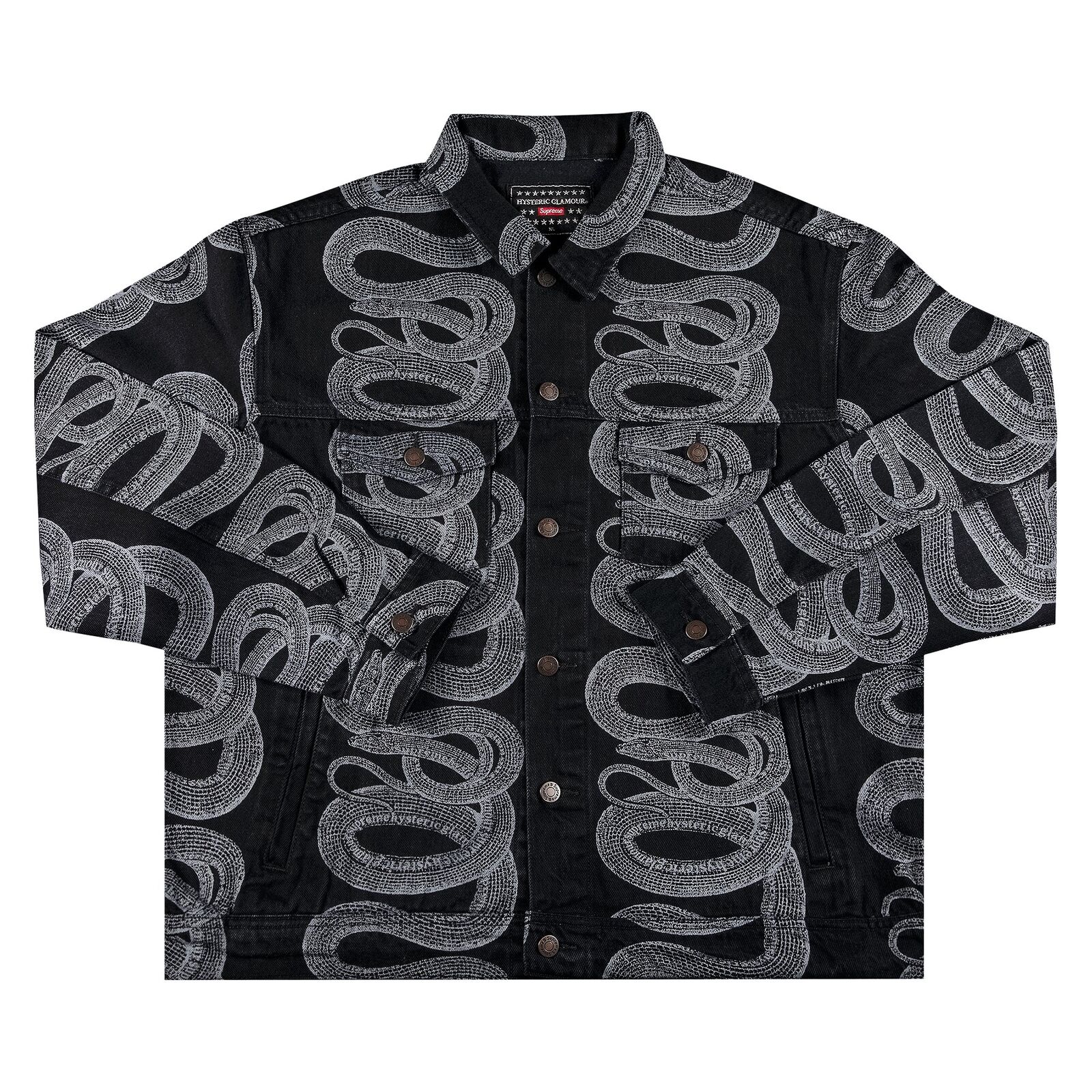 NEW Supreme HYSTERIC GLAMOUR Snake Denim Trucker Jacket NEW Supreme HYSTERIC GLAMOUR Snake Denim Trucker Jacket