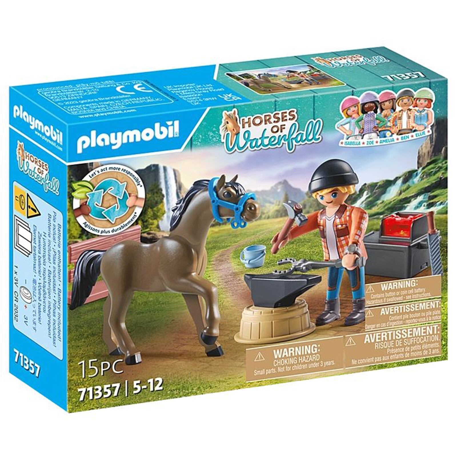 Конструктор Playmobil Лошади Водопада Кузнец Бен и Ахиллес Строительный набор 71357 НОВЫЙ