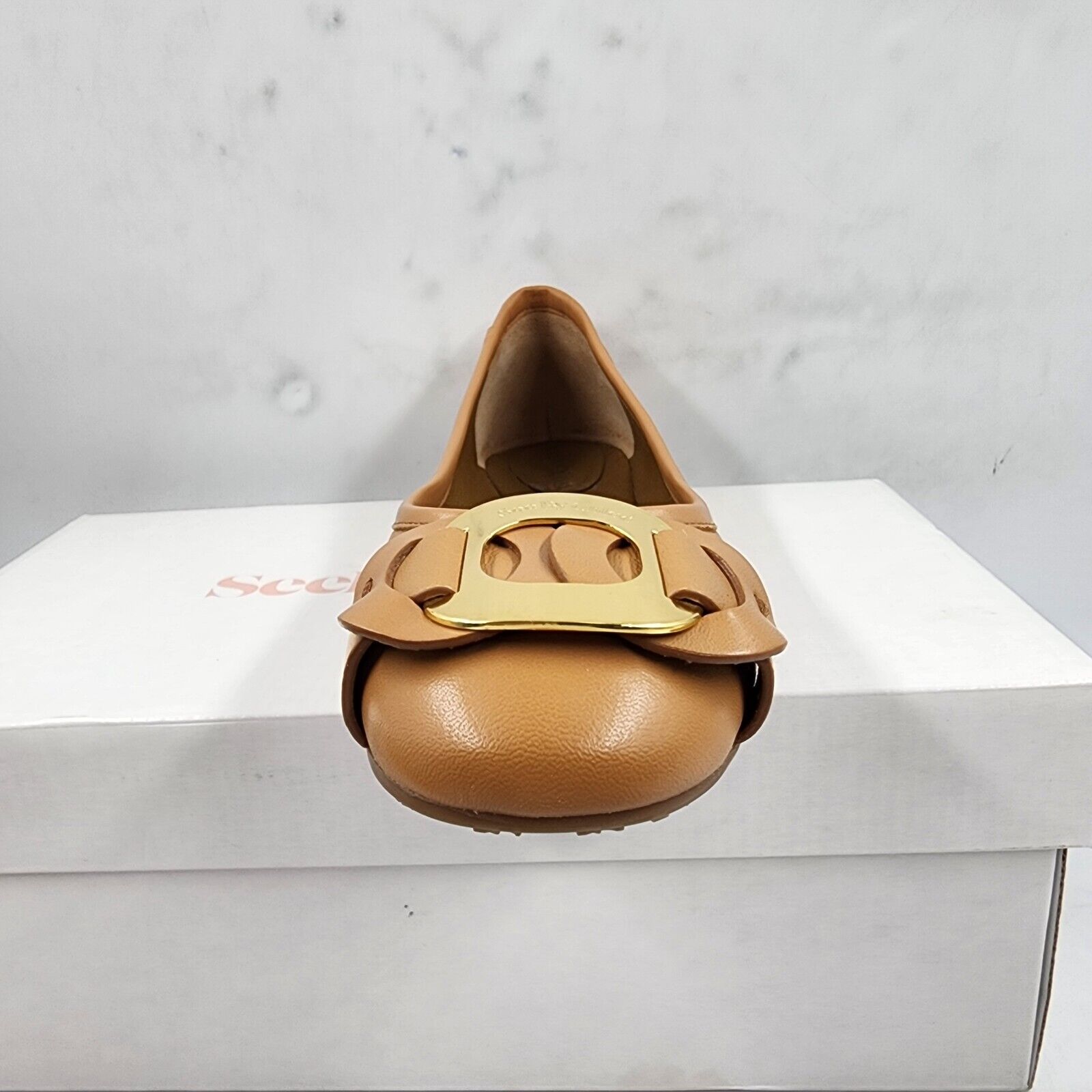 See by Chloé Chany Leather Ballet Flats Women's 37/7US Tan Round Toe Slip On - Picture 11 of 16