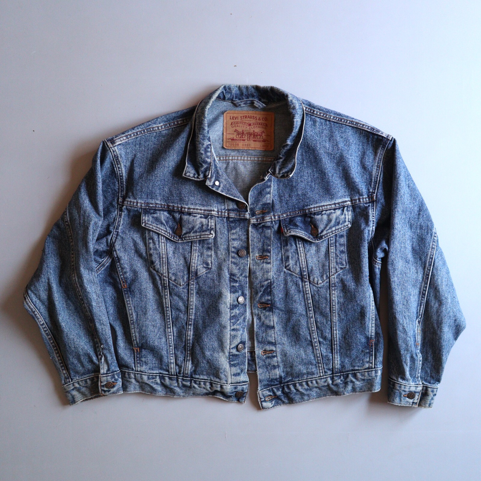 Vtg LEVI Strauss Denim Blue Jean Jacket Mens LARGE 70598