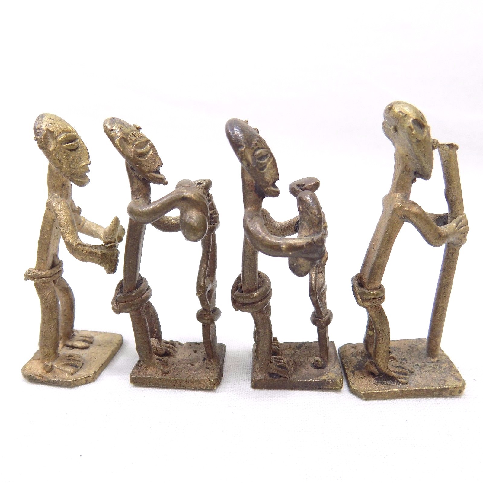Tribal Figures African Ashanti Bronze Brass Figurines Gold Weight Lot Of 7