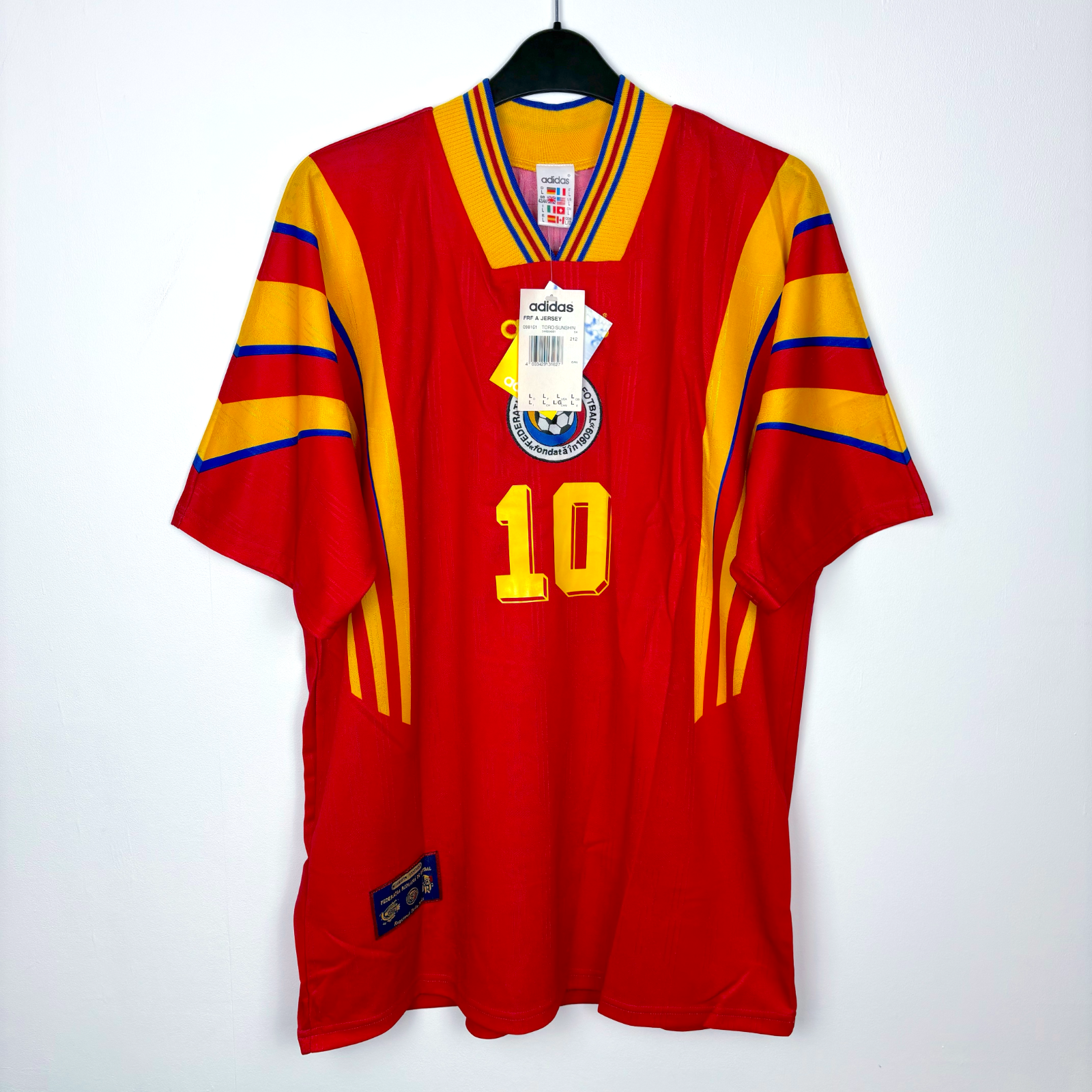 adidas サッカーシャツ ルーマニア代表ユニフォームビンテージ Romania 1996-1998 Adidas Away Football Shirt BNWT - Hagi 10 | eBay