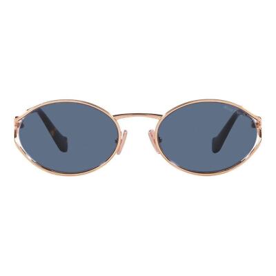 Pre-owned Miu Miu Mu52ys Zvf1v1 Rose Gold Havana Blue Lens Women Sunglasses Authentic