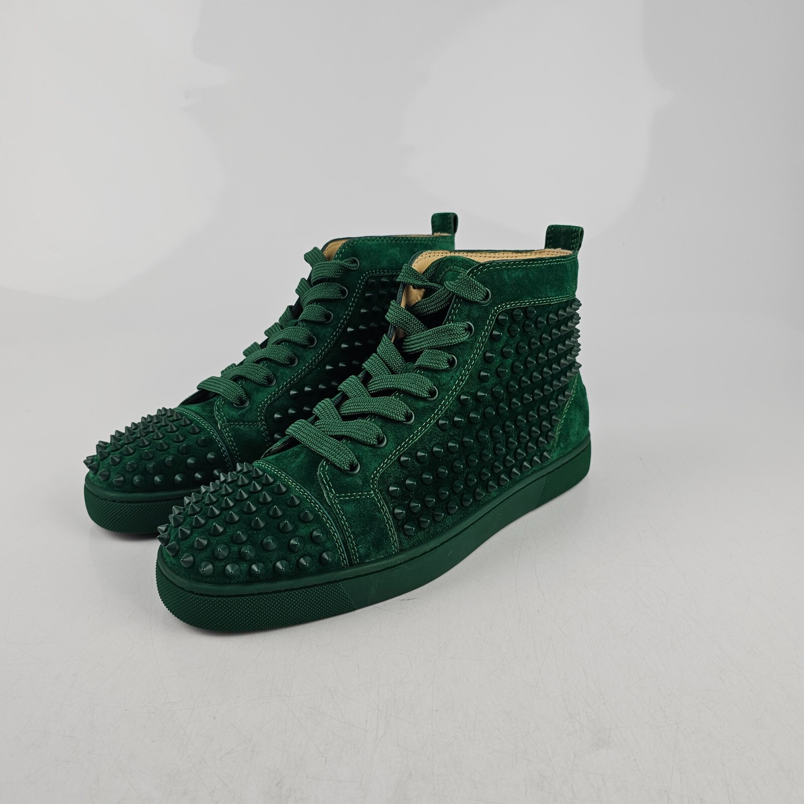 CHRISTIAN LOUBOUTIN Louis Suede Spikes Green Sneakers New Size 40.5 US 7.5  | eBay