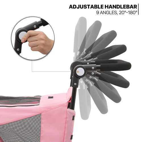 Foldable Dog Stroller Pet Cat Travel Carrier Cart w/Skylight+Foot Activated Lock