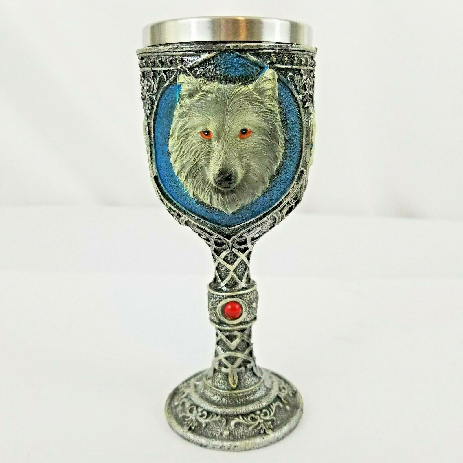 Game Of Thrones House Stark John Snow Wolf Resin Stainless Wine Goblet Glass Cup