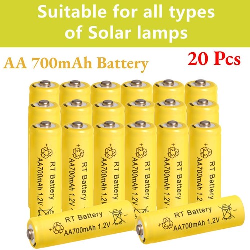 20Pcs AA Rechargeable Solar Light Batteries 700mAh NiMH 1.2V Battery Cell
