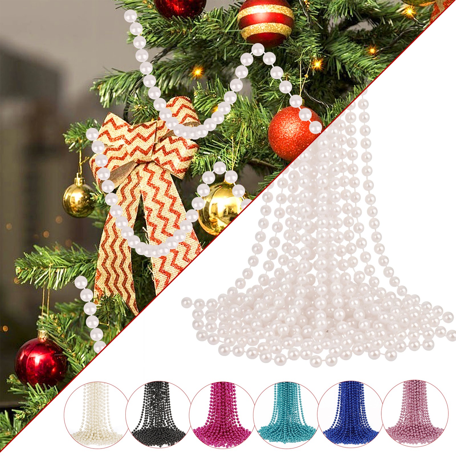 9m Bead Ball Chain Garland Christmas Tree Hanging Decorations Xmas Beads