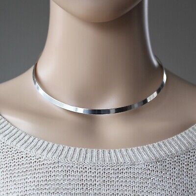 Wide silver hotsell choker necklace
