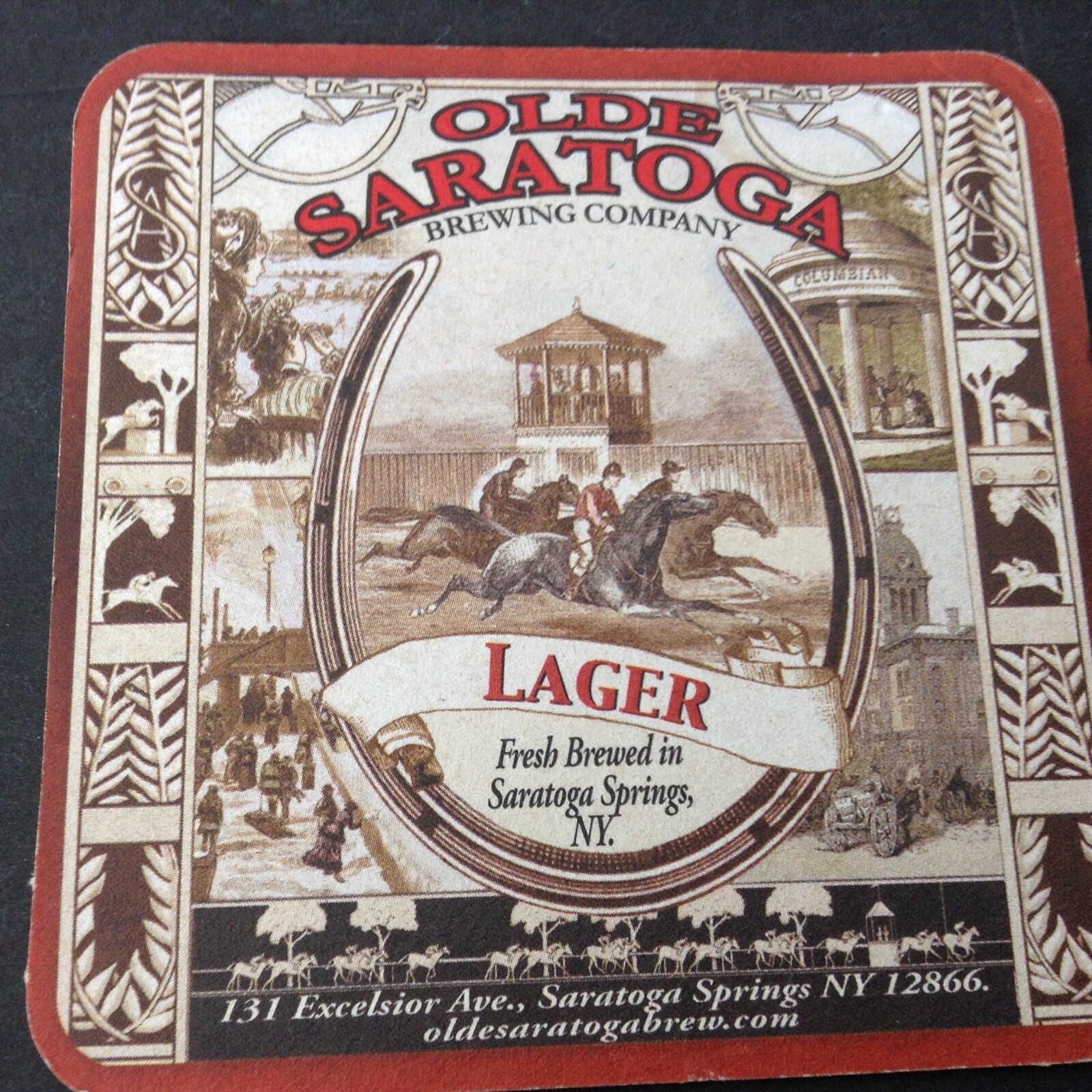 VINTAGE Beer Memorabilia Coaster/Mat OLDE SARATOGA BREWING COMPANY,NY