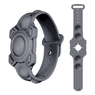 Airtag Silicone Bracelet Wristband Protective Case Watch Band for Kids Grey