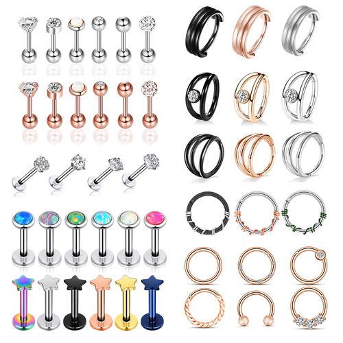 20Pcs Stainless Steel Nose Ring Labret Monroe Lip Stud Piercing Jewelry
