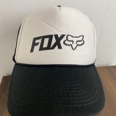 VTG Fox Racing Foam Trucker Hat Mesh Snapback Black & White Otto Hats/Caps