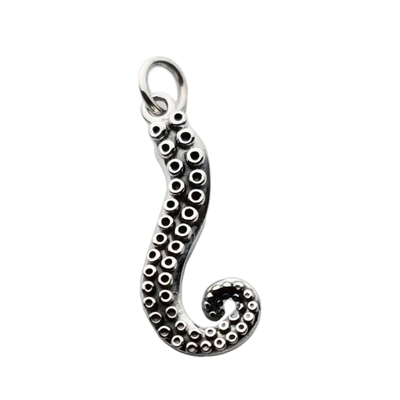 Octopus Arm Tentacle Squid 3D 925 Solid Sterling Silver Charm