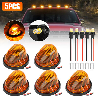 5Pcs for 73-87 Chevy GMC C/K Series Roof Top Cab Lights Amber Marker + 194 LED
