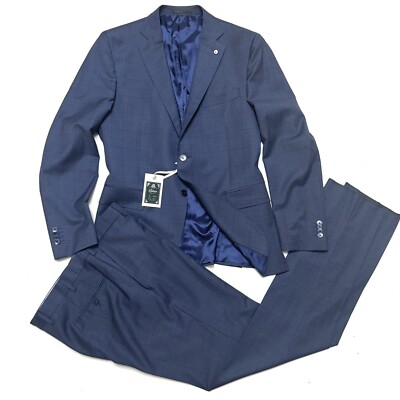 LUBIAM 1911 Suit IT54 US 44 R Plaid Slim Fit Wool 110 s Blazer Jacket Pants LBM