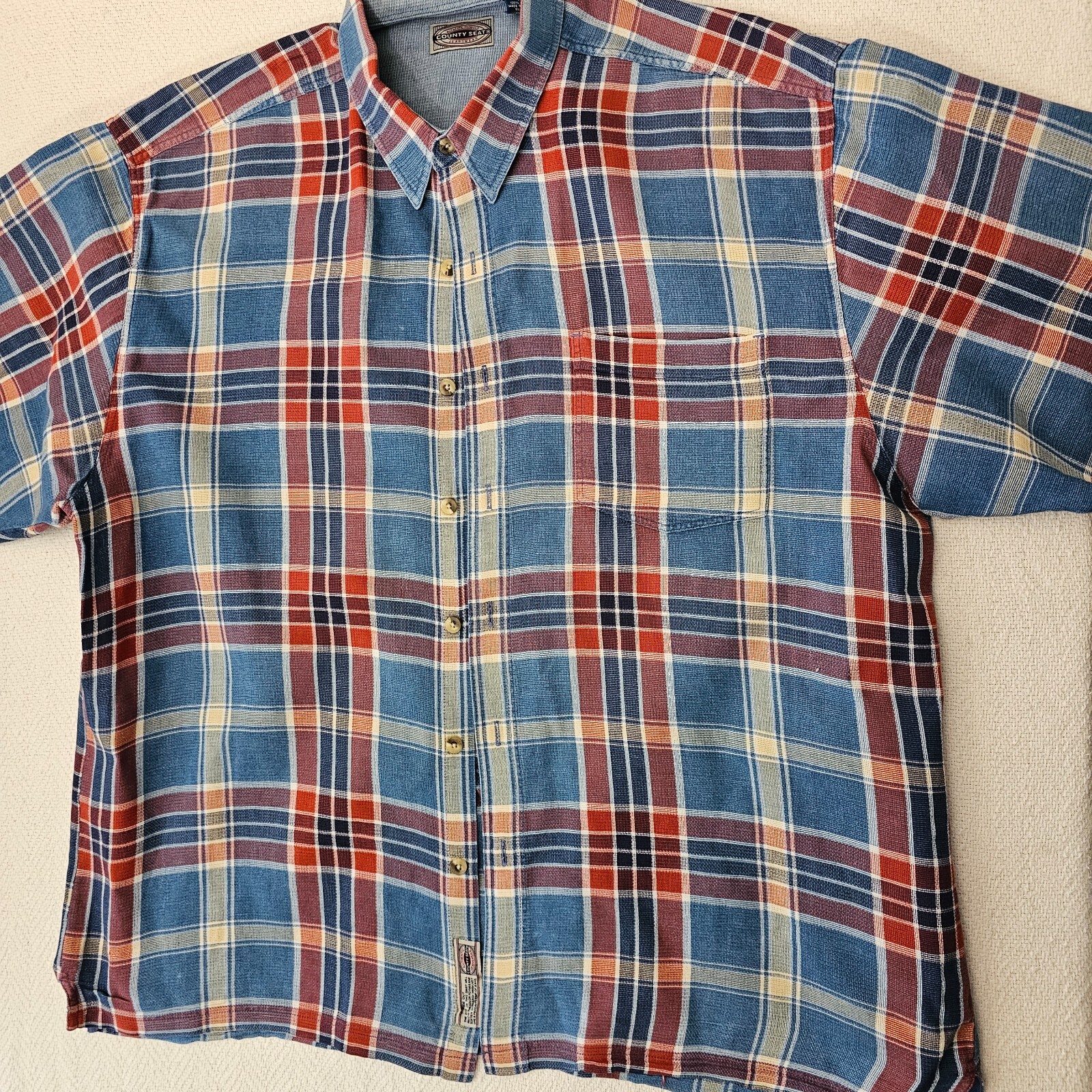 【ヴィンテージ】COUNTY・SEAT レトロチェックシャツ Vintage County Seat Jeanswear Button Shirt Blue Red Plaid