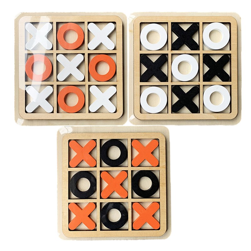 Mini Tabletop Wooden Board Game Competitive X O Blocks