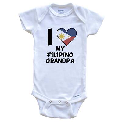 I Heart My Filipino Grandpa Philippines Flag One Piece Baby Bodysuit