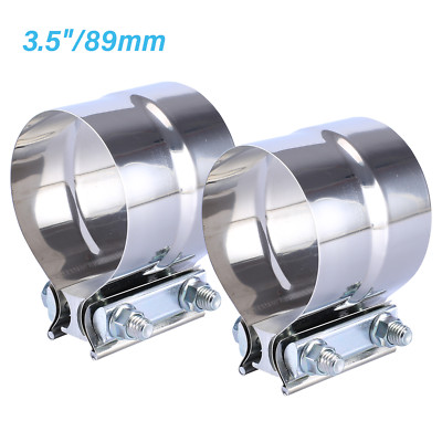 2Pcs 3.5'' Stainless Exhaust Band Clamp Step Clamps for Catback Muffler Pipe