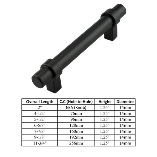 Black Modern Cabinet Handles T Bar Pulls Kitchen Drawer Hardware Stainless Steel