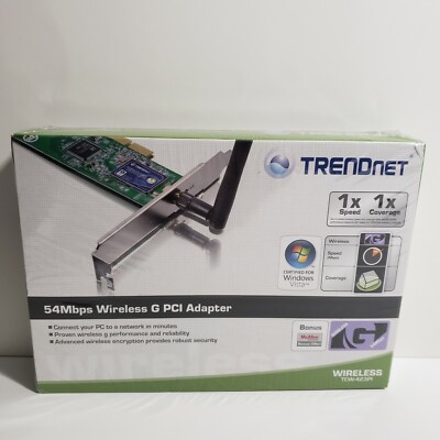 TRENDnet 54Mbps PCI Adapter 802.11b/g 2.4GHz WPA-PSK 64/128-Bit TEW-423PI NEW OB