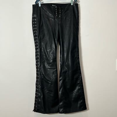 パンツ S butterfly leather pants THEREDTHREAD New Generation Kiss Butterfly lace up vegan leather flare