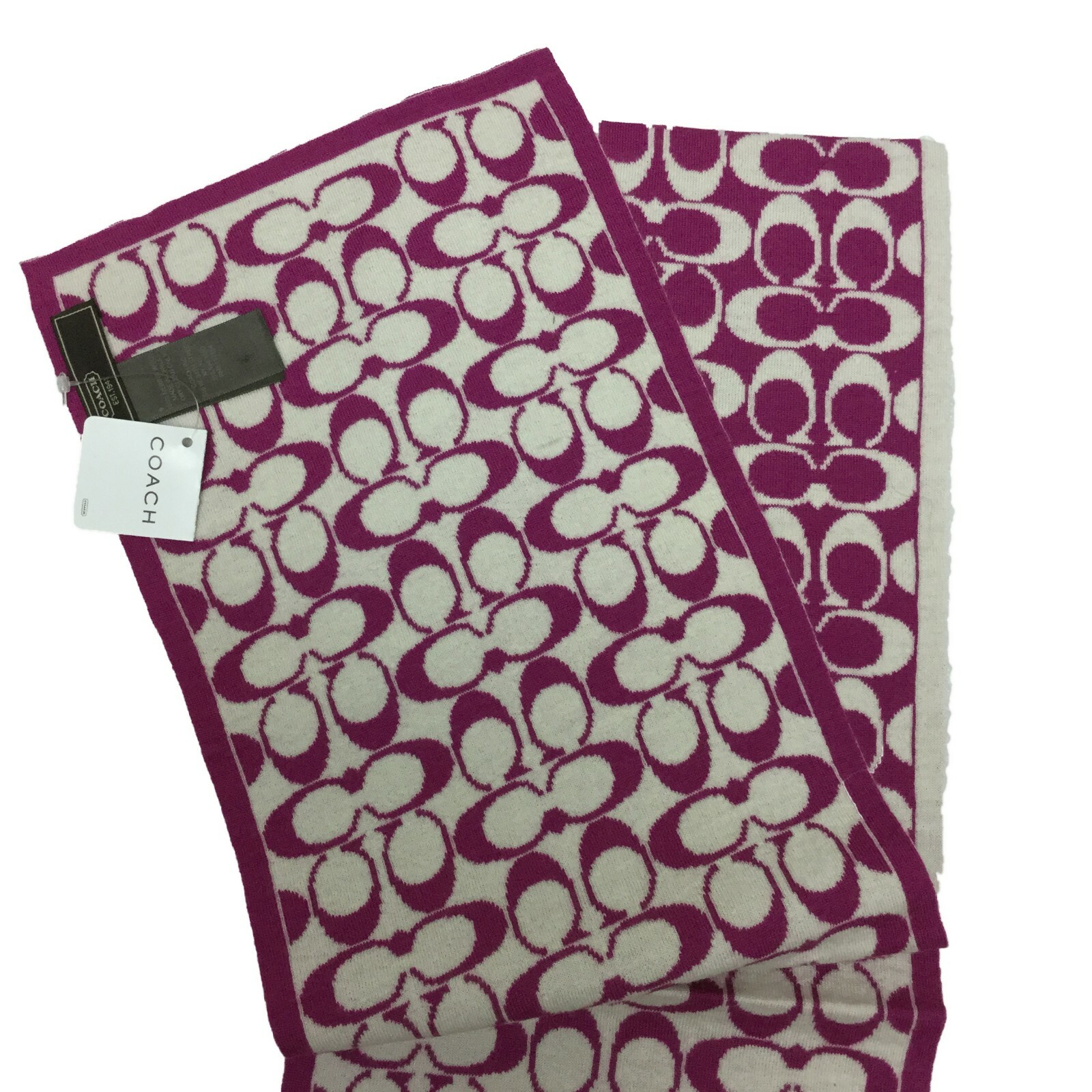 Coach Women's Wool Scarf F82165, 100% Merino Wool "C" Logo Scarf, MSRP $88